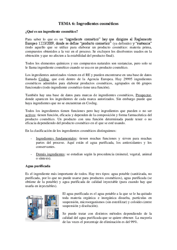 Miniatura del documento TEMA 6. Ingredientes cosméticos.pdf