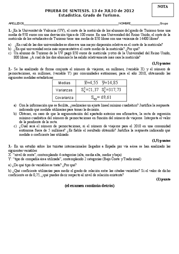 Miniatura del documento Estadísitica - Examen julio 2012.pdf