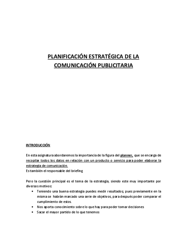 Miniatura del documento PLANIFICACIÓN ESTRATÉGICA DE LA COMUNICACIÓN PUBLICITARIA APUNTES FINALES.pdf