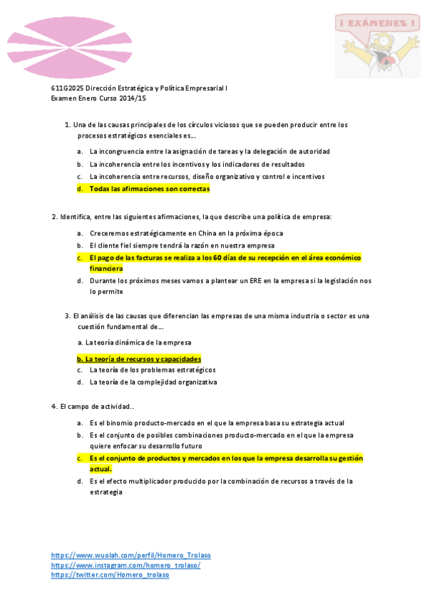 Miniatura del documento Examen Enero 2014-2015 SOLUCIÓN Dirección Estratégica y Política Empresarial I.pdf