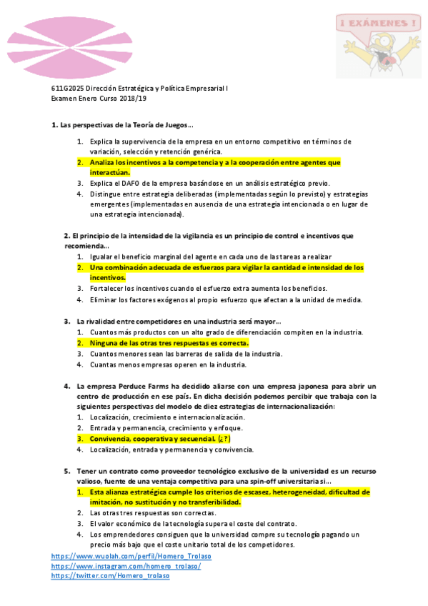 Miniatura del documento Examen Enero 2018-2019 SOLUCIÓN Dirección Estratégica y Política Empresarial I.pdf