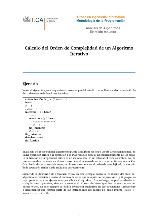 Miniatura del documento Ejercicio resuelto de Análisis de Algoritmos.pdf