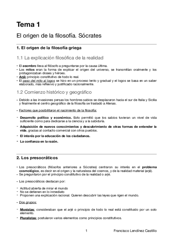 Miniatura del documento Tema 1. El origen de la filosofía. Sócrates..pdf