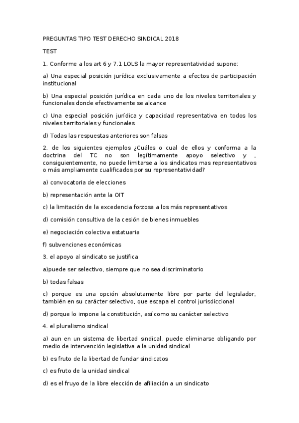 Miniatura del documento PREGUNTAS TIPO TEST DERECHO SINDICAL 2018.odt