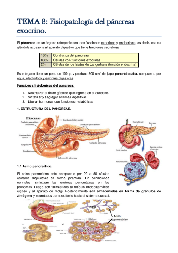 Miniatura del documento TEMA 8. Fisiopatología del páncreas exocrino..pdf