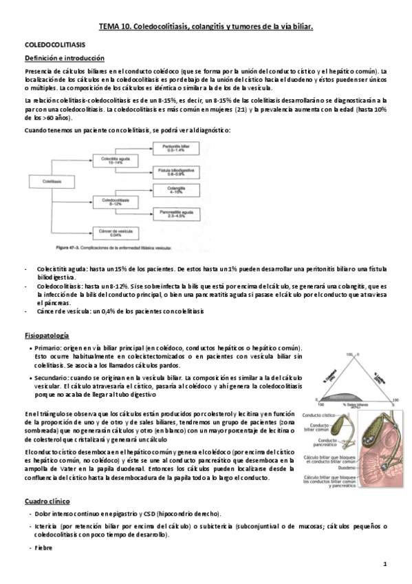 Miniatura del documento Tema 10. Coledocolitiasis- colangitis y tumores de vía biliar.pdf
