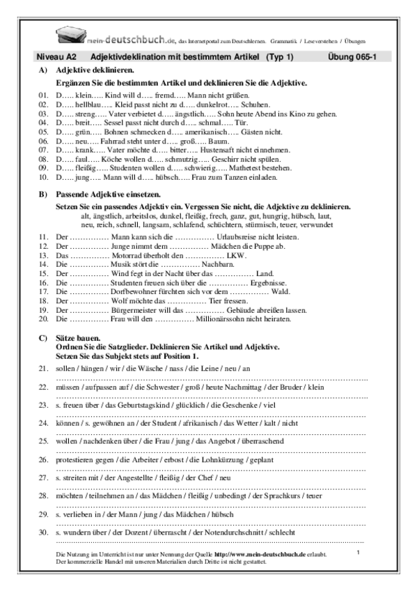 Miniatura del documento Adjektivdeklination mit bestimmtem Artikel.pdf