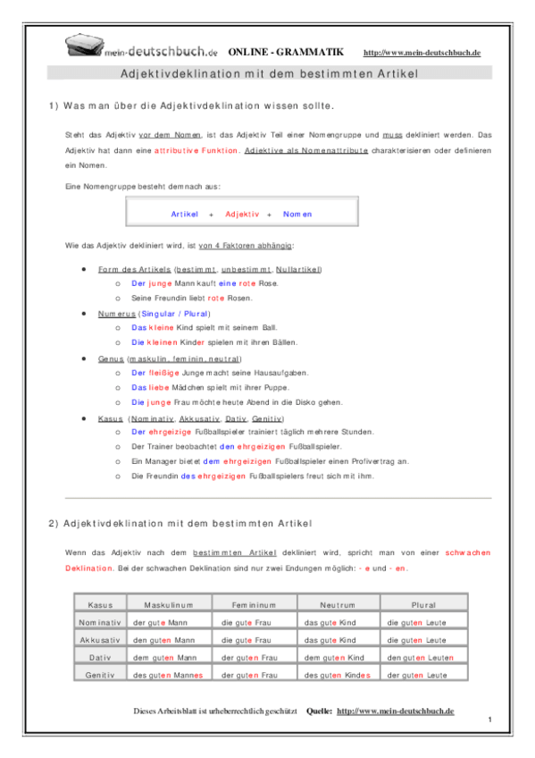 Miniatura del documento Adjektivdeklination mit dem bestimmten Artikel.pdf