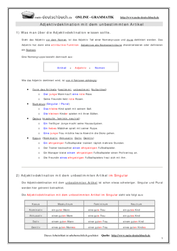 Miniatura del documento Adjektivdeklination mit dem unbestimmten Artikel.pdf