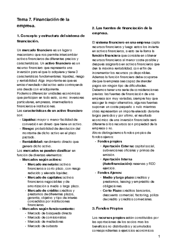 Miniatura del documento Tema 7. Financiacion de la Empresa (Apuntes).pdf