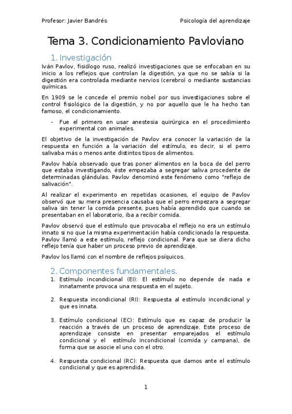Miniatura del documento Tema 3. Condicionamiento Pavloviano.docx