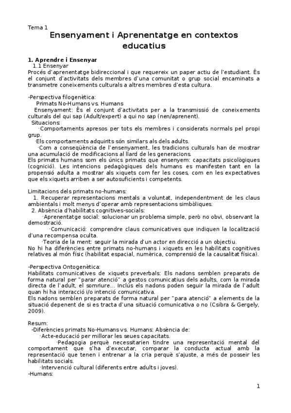 Miniatura del documento Tema 1. Ensenyament i Aprenentatge en contextos educatius.docx