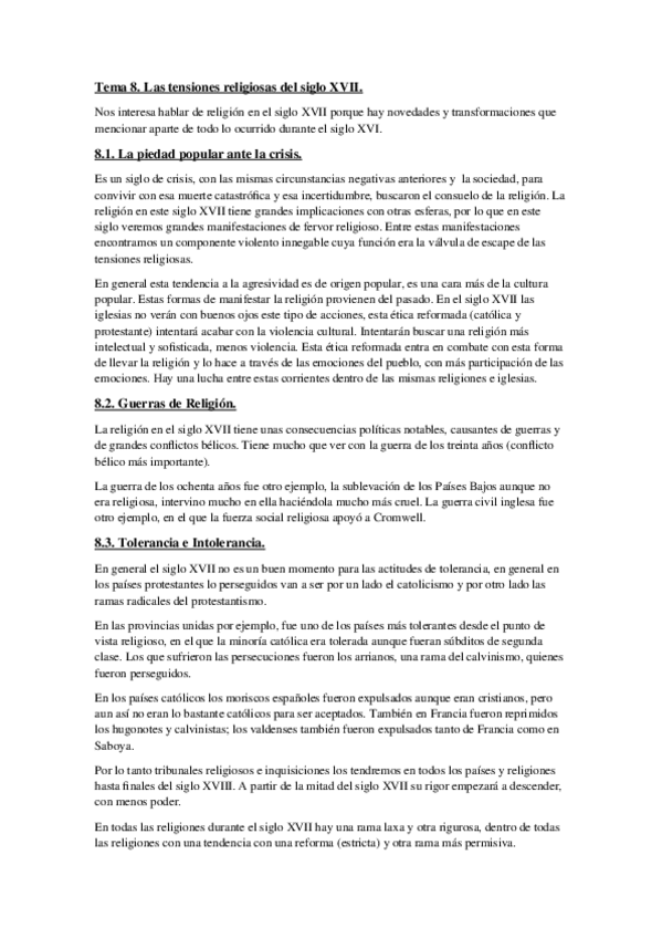 Miniatura del documento Tema 8. Las tensiones religiosas del siglo XVII.docx