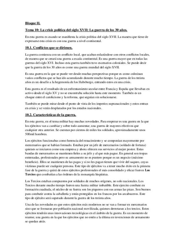 Miniatura del documento Tema 10. La crisis política del siglo XVII La guerra de los 30 años.docx