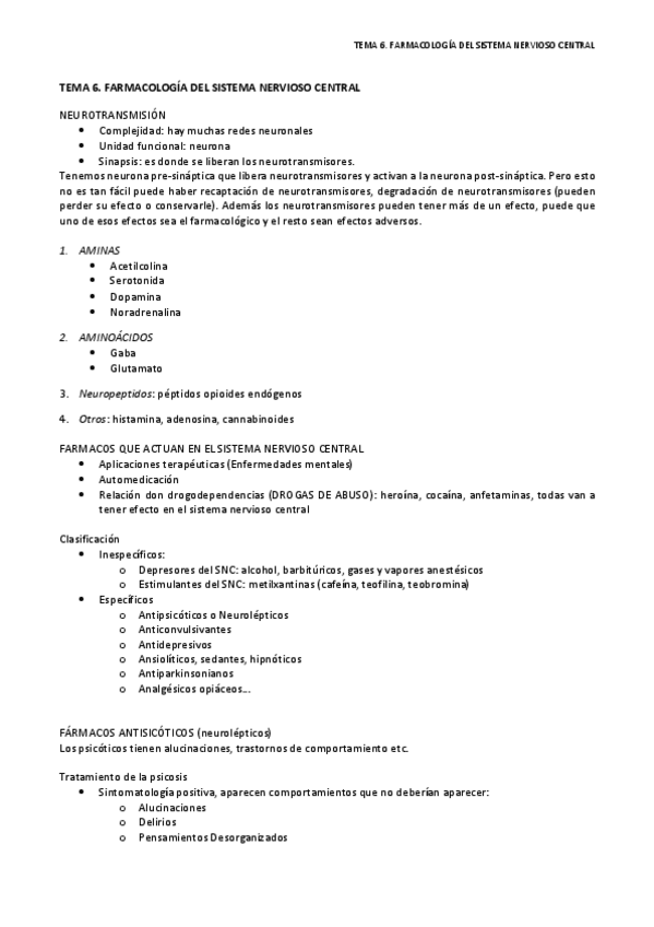 Miniatura del documento Tema 6. Farmacología del Sistema Nervioso Central.pdf
