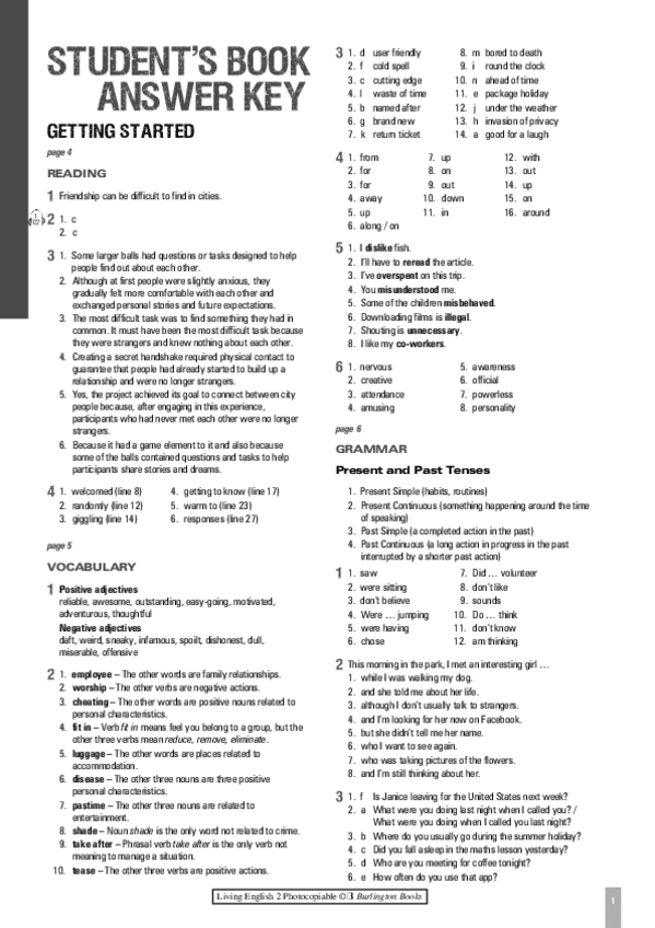 Miniatura del documento STUDENT´S BOOK ANSWERS. LIVING ENGLISH 2.pdf