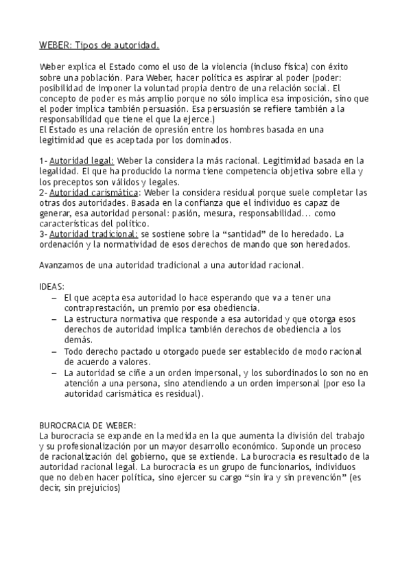 Miniatura del documento Apuntes Weber - tipos de autoridad y funcionalismo.pdf