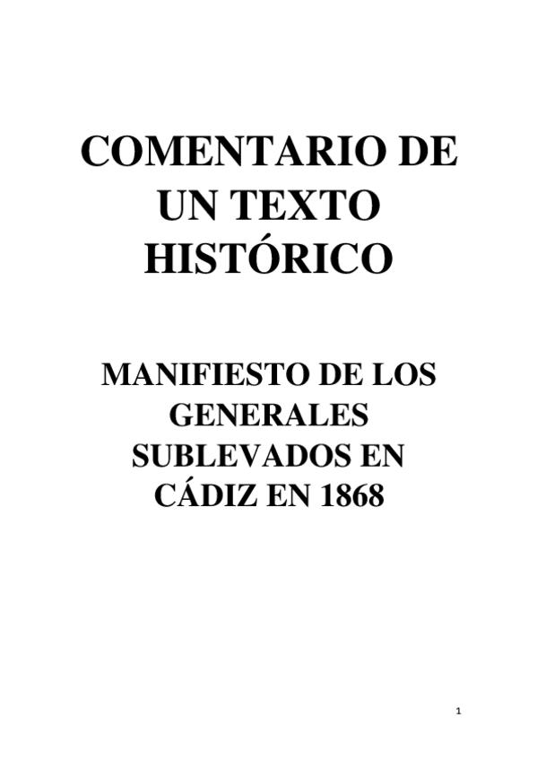 Miniatura del documento COMENTARIO DE TEXTO HISTÓRICO. GENERALES SUBLEVADOS EN CÁDIZ 1868.pdf