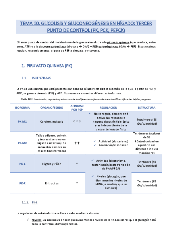 Miniatura del documento Tema 10. Tercer punto de control de la glicolisis y gluconeogénesis en hígado. Piruvato quinasa- piruvato carboxilasa y fosfoenolpiruvato carboxiquinasa.pdf