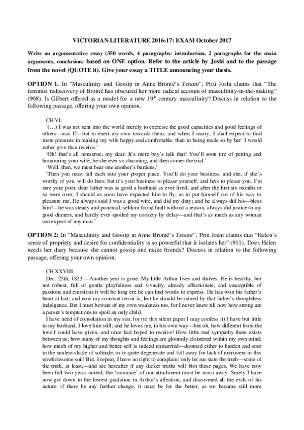 Miniatura del documento EXAM Anne Brontë October 2017 Victorian Literature (1).doc