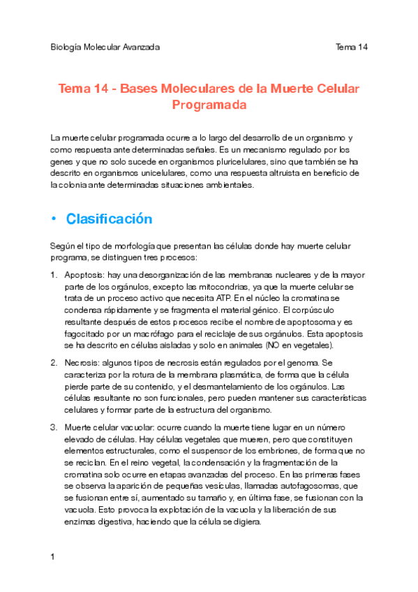 Miniatura del documento Tema 14 - Bases Moleculares de la Muerte Celular Programada (biología molecular).pdf