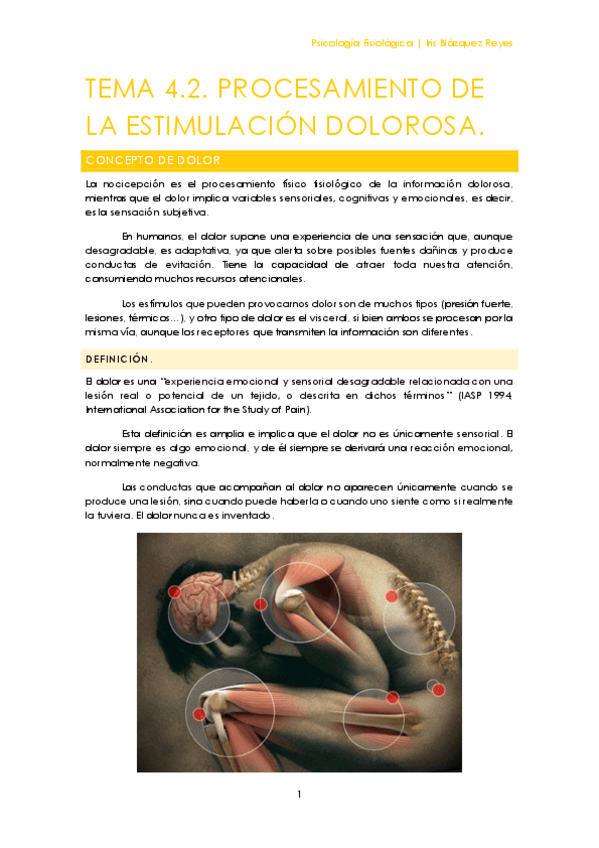 Miniatura del documento TEMA 4.2. PROCESAMIENTO DE LA ESTIMULACIÓN DOLOROSA.pdf