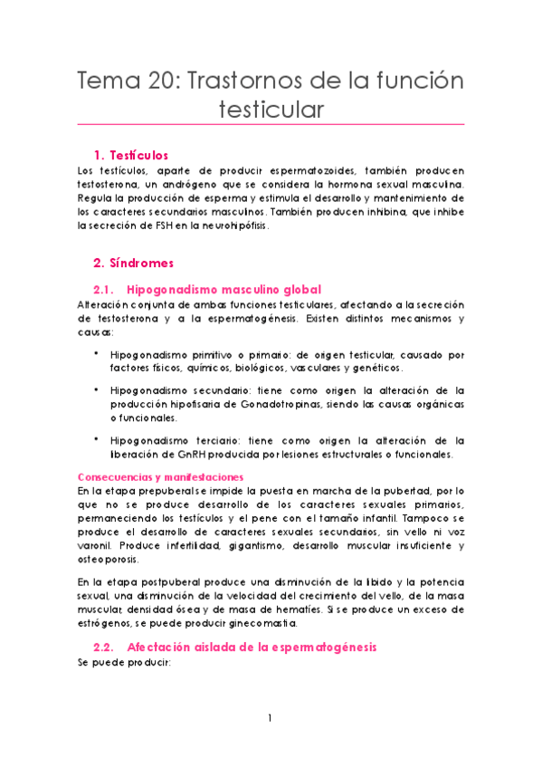 Miniatura del documento Tema 20 Trastornos de la Función Testicular.pdf