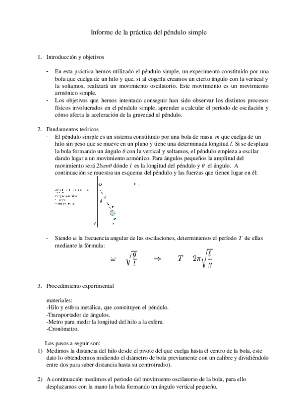 Miniatura del documento informe-del-pendulo-simple. Física.odt