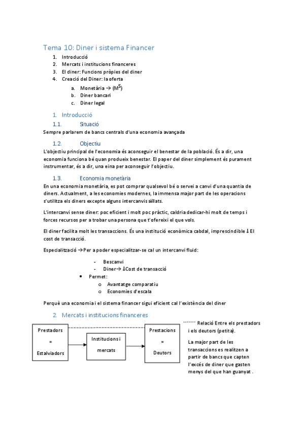 Miniatura del documento Tema 10 Diner i Sistema financer.pdf