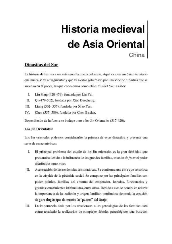Miniatura del documento Historia medieval CHINA - 5.- Jin Orientales- dinastías del sur y runificación china bajo los Sui.pdf