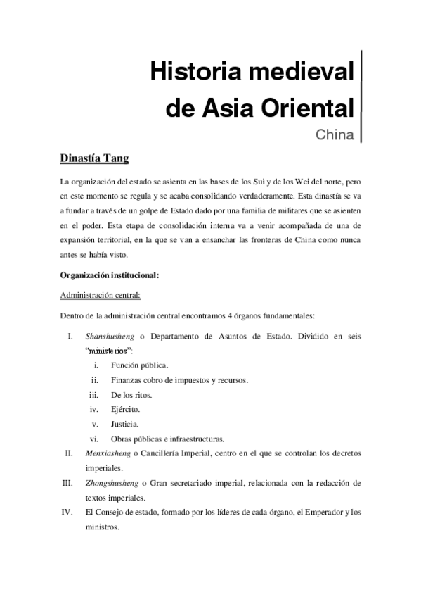 Miniatura del documento Historia medieval CHINA - 6.- Dinastía Tang.pdf