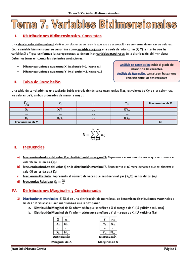 Miniatura del documento Tema 7. Variables Bidimensionales.pdf