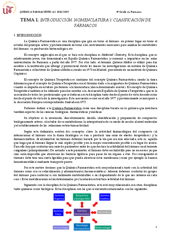 Miniatura del documento TEMA 1. INTRODUCCIÓN. NOMENCLATURA FÁRMACOS.pdf