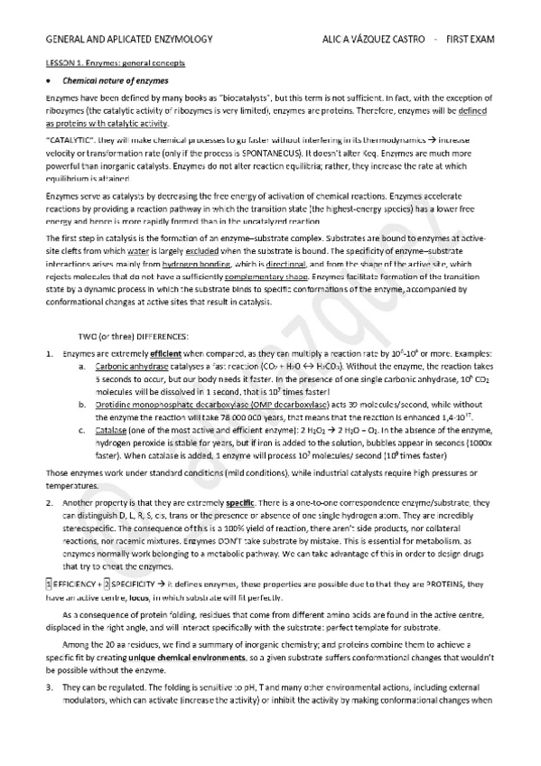 Miniatura del documento Enzymology 1st exam Ismael Prego ARA Group.pdf