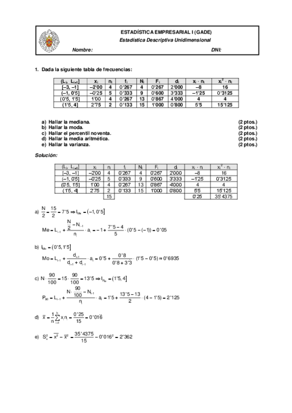 Miniatura del documento 1ª Prueba Corta - Estadística Descriptiva Unidimensional.pdf
