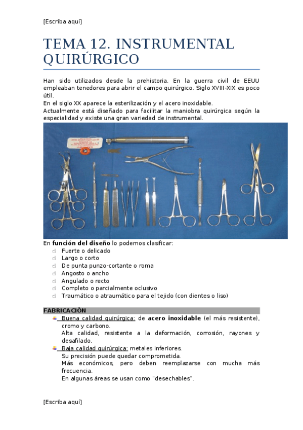 Miniatura del documento TEMA 12. Intrumental Quirúrgico.docx