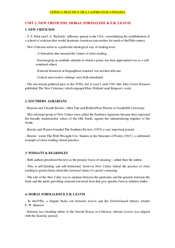 Miniatura del documento UNIT 2 NEW CRITICISM- MORAL FORMALISM & F.R. LEAVIS.docx