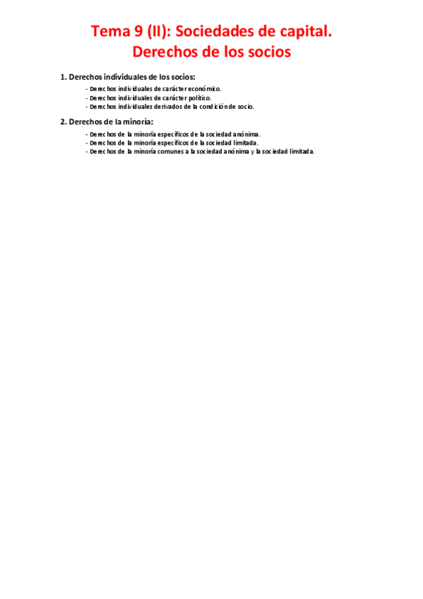 Miniatura del documento Tema 9 (II) - Sociedades de capital. Derechos de los socios.pdf