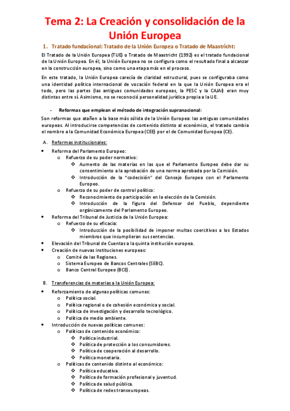 Miniatura del documento Tema 2 - La creación y consolidación de la Unión Europea.pdf
