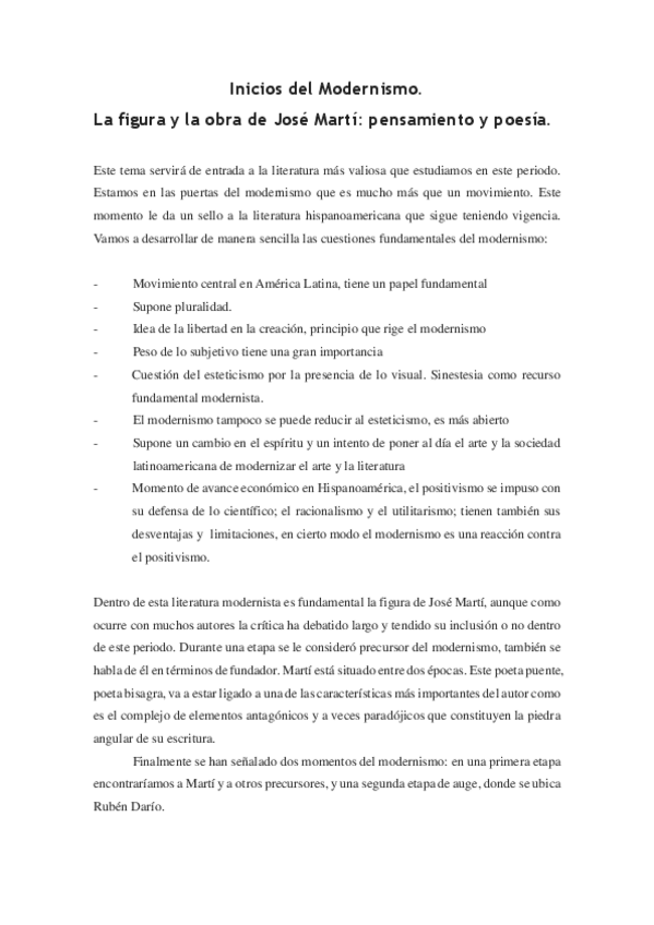 Miniatura del documento Inicios del Modernismo. La figura y la obra de José Martí pensamiento y poesía..pdf