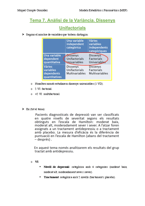 Miniatura del documento TEMA 7. Anàlisi de la Variància. Dissenys Unifactorials .pdf