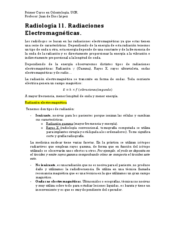 Miniatura del documento Radiología 11. Radiaciones Electromagnéticas..pdf