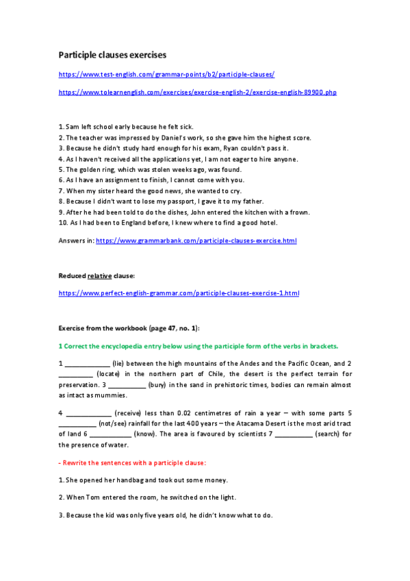 Miniatura del documento Participle clauses exercises.pdf