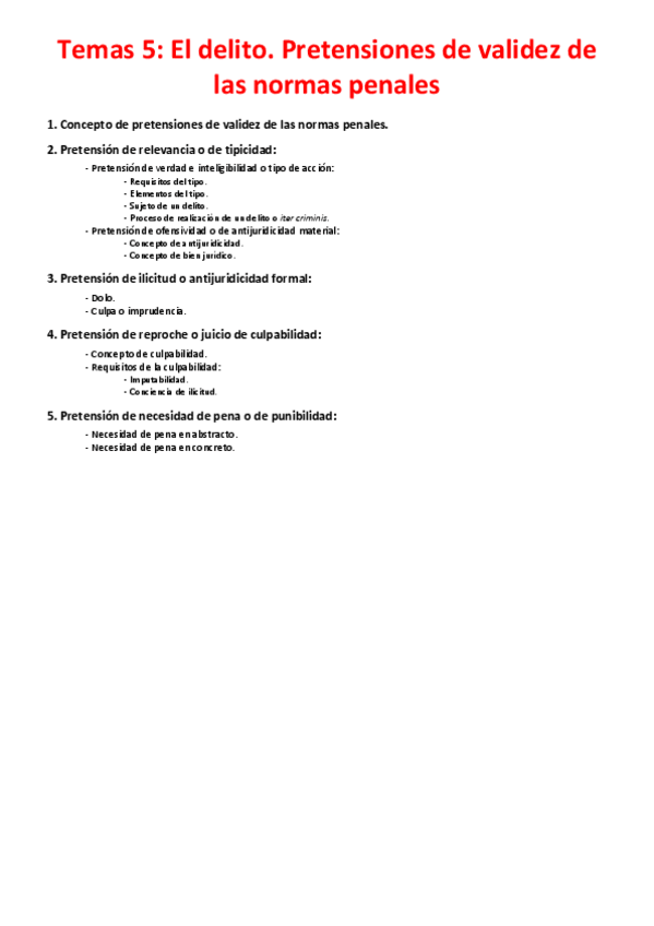 Miniatura del documento Tema 5 - El delito. Pretensiones de validez de las normas penales.pdf
