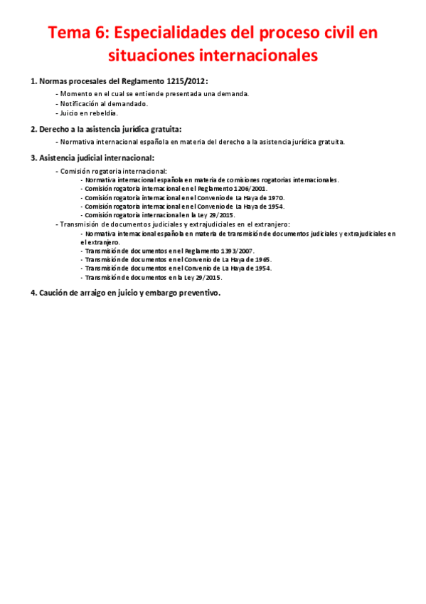 Miniatura del documento Tema 6 - Especialidades del proceso civil en situaciones internacionales.pdf