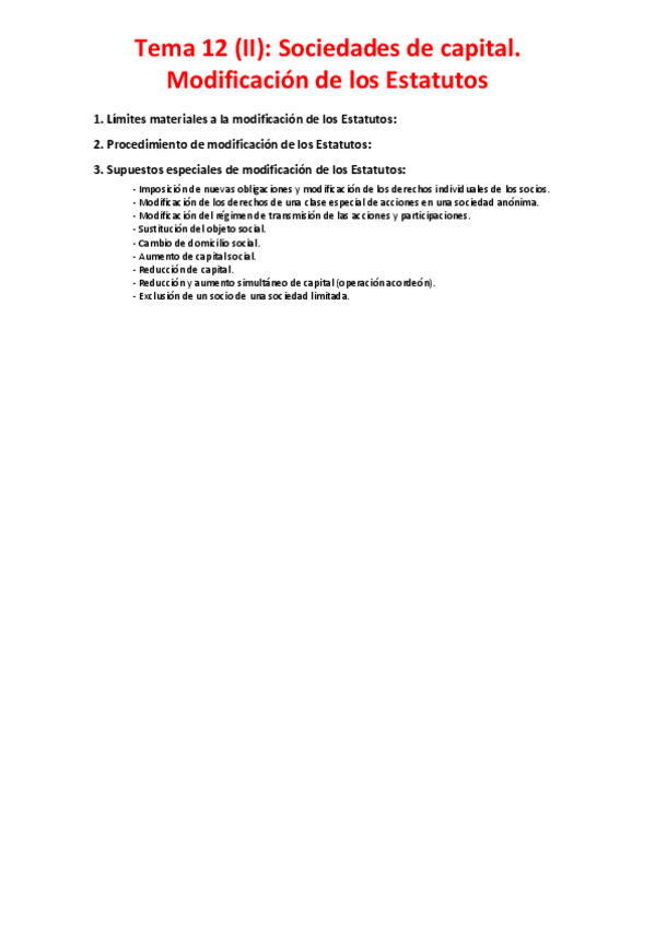 Miniatura del documento Tema 12 (II) - Sociedades de capital. Modificación de los Estatutos.pdf