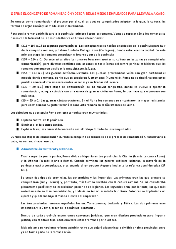 Miniatura del documento Define el concepto de romanización y describe los medios empleados para llevarla a cabo.pdf