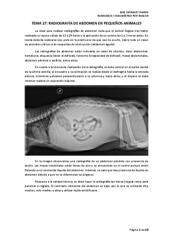 Miniatura del documento TEMA 27 RADIOGRAFÍA DE ABDOMEN DE PEQUEÑOS ANIMALES.pdf