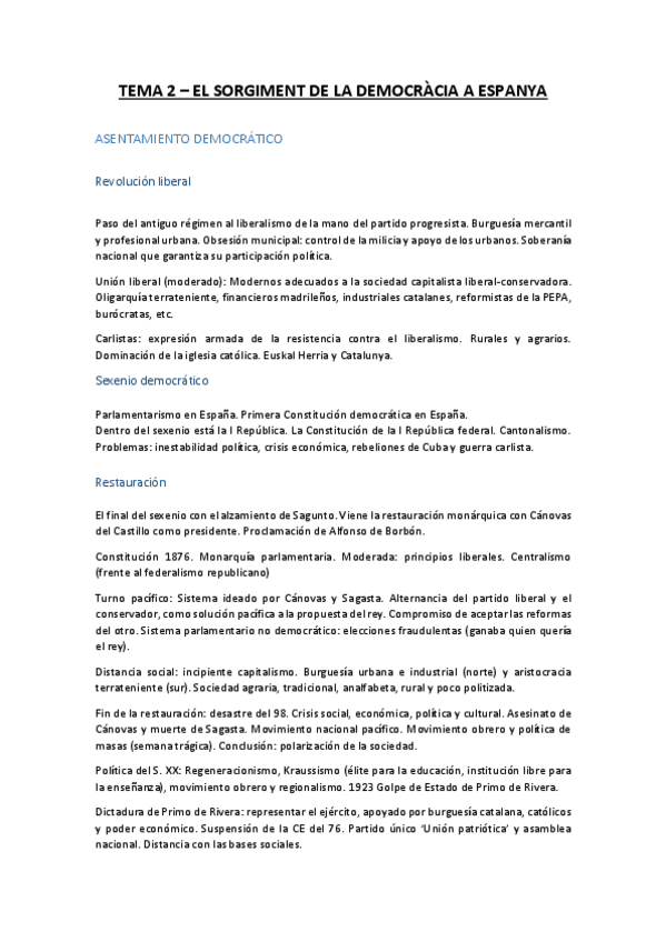 Miniatura del documento Tema 2 - El sorgiment de la democràcia a Espanya.pdf