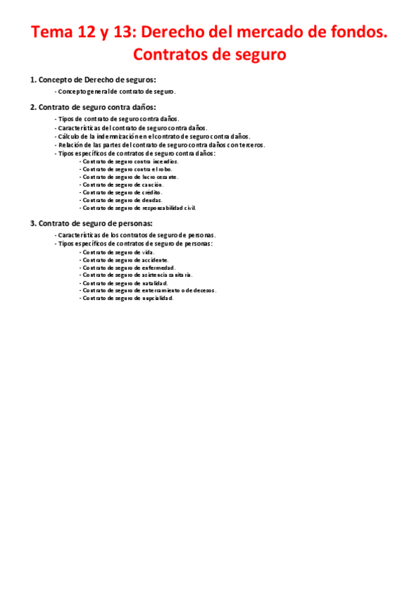 Miniatura del documento Tema 12 y 13 - Derecho del mercado de fondos. Contratos de seguro.pdf